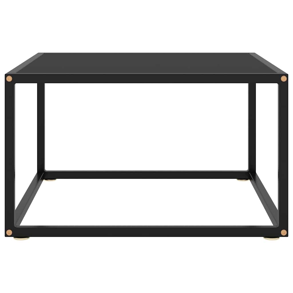 Tavolino da Salotto Nero con Vetro Nero 60x60x35 cm | homemem39