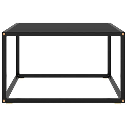 Tavolino da Salotto Nero con Vetro Nero 60x60x35 cm | homemem39