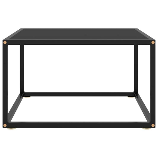 Tavolino da Salotto Nero con Vetro Nero 60x60x35 cm | homemem39