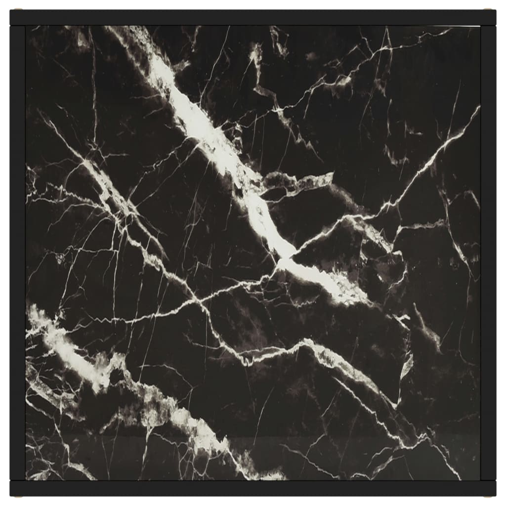 Tavolino da Salotto Nero con Vetro Marmo Nero 60x60x35 cm | homemem39