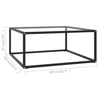 Tavolino da Salotto Nero con Vetro Temperato 80x80x35 cm | homemem39