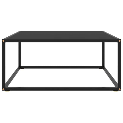 Tavolino da Salotto Nero con Vetro Nero 80x80x35 cm | homemem39