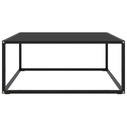 Tavolino da Salotto Nero con Vetro Nero 80x80x35 cm | homemem39