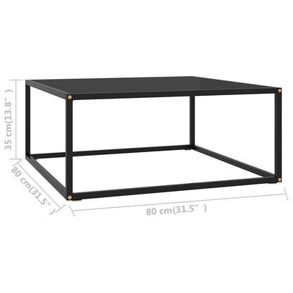 Tavolino da Salotto Nero con Vetro Nero 80x80x35 cm | homemem39