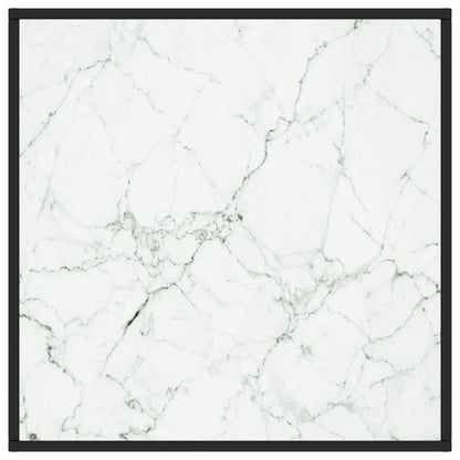 Tavolino da Salotto Nero con Vetro Marmo Bianco 80x80x35 cm | homemem39