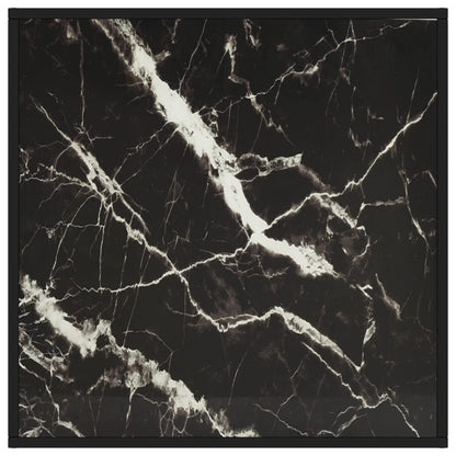 Tavolino da Salotto Nero con Vetro Marmo Nero 80x80x35 cm | homemem39