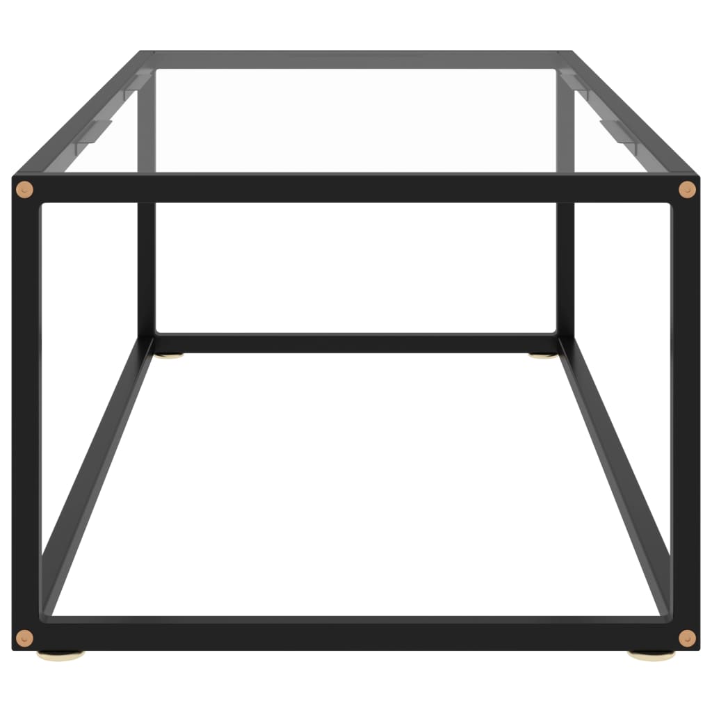 Tavolino da Salotto Nero con Vetro Temperato 100x50x35 cm