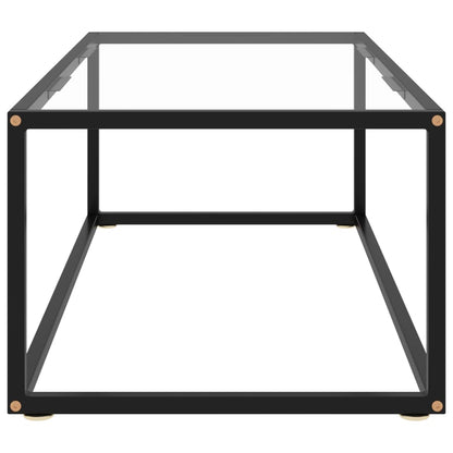 Tavolino da Salotto Nero con Vetro Temperato 100x50x35 cm