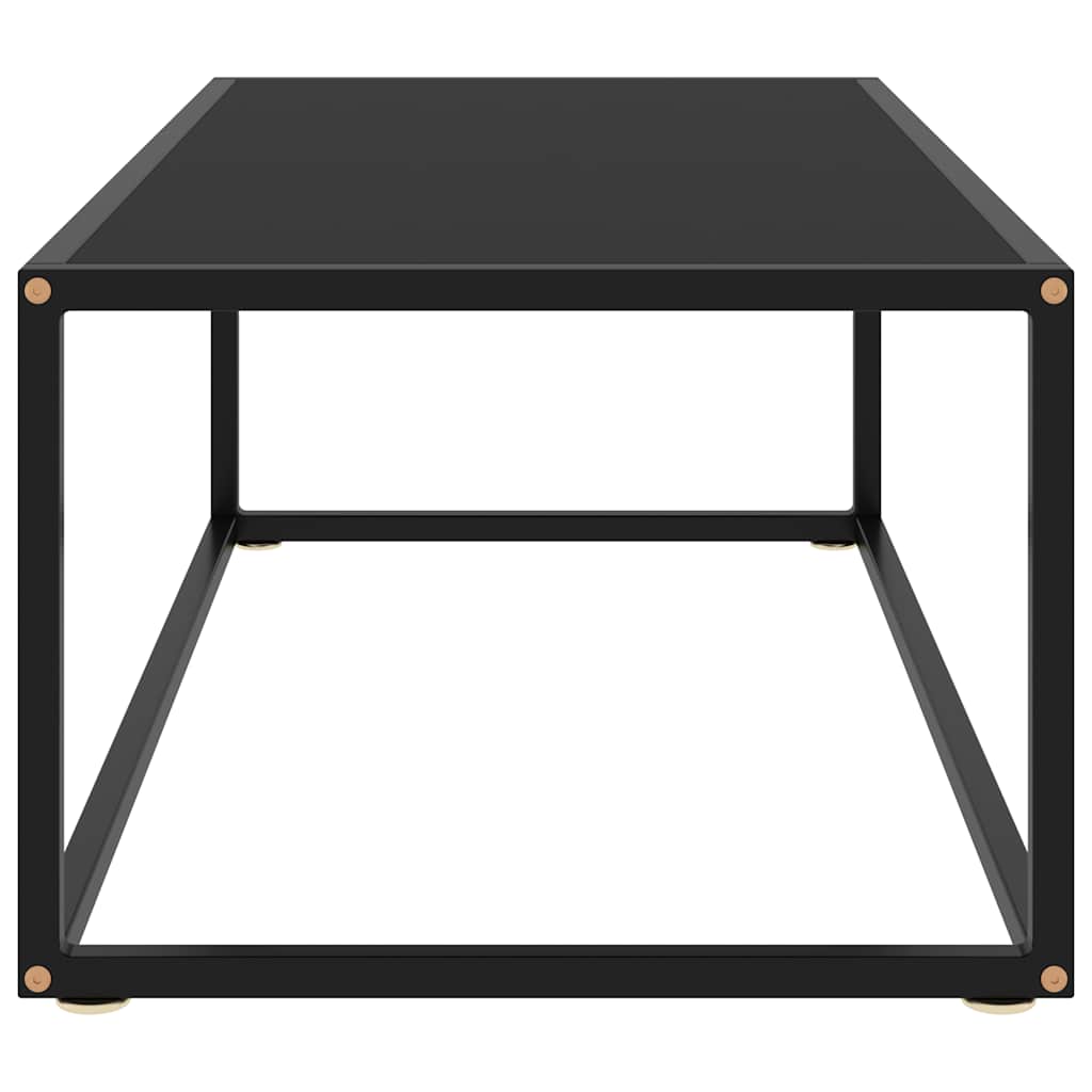 Tavolino da Salotto Nero con Vetro Nero 100x50x35 cm