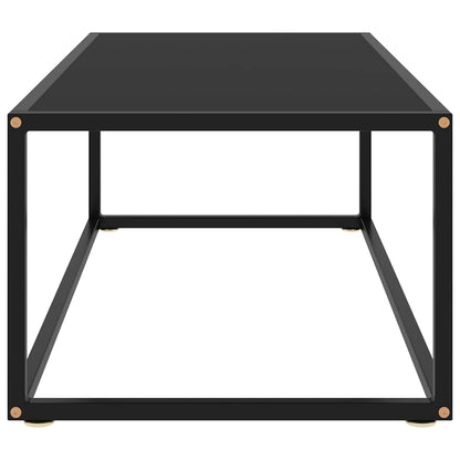 Tavolino da Salotto Nero con Vetro Nero 100x50x35 cm
