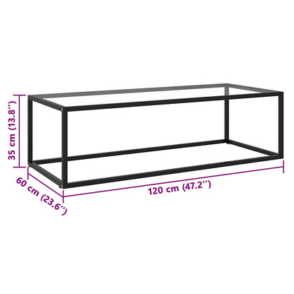 Tavolino da Salotto Nero con Vetro Temperato 120x60x35 cm | homemem39