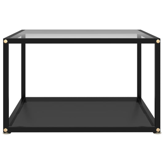 Tavolino Trasparente e Nero 60x60x35cm in Vetro Temperato | homemem39