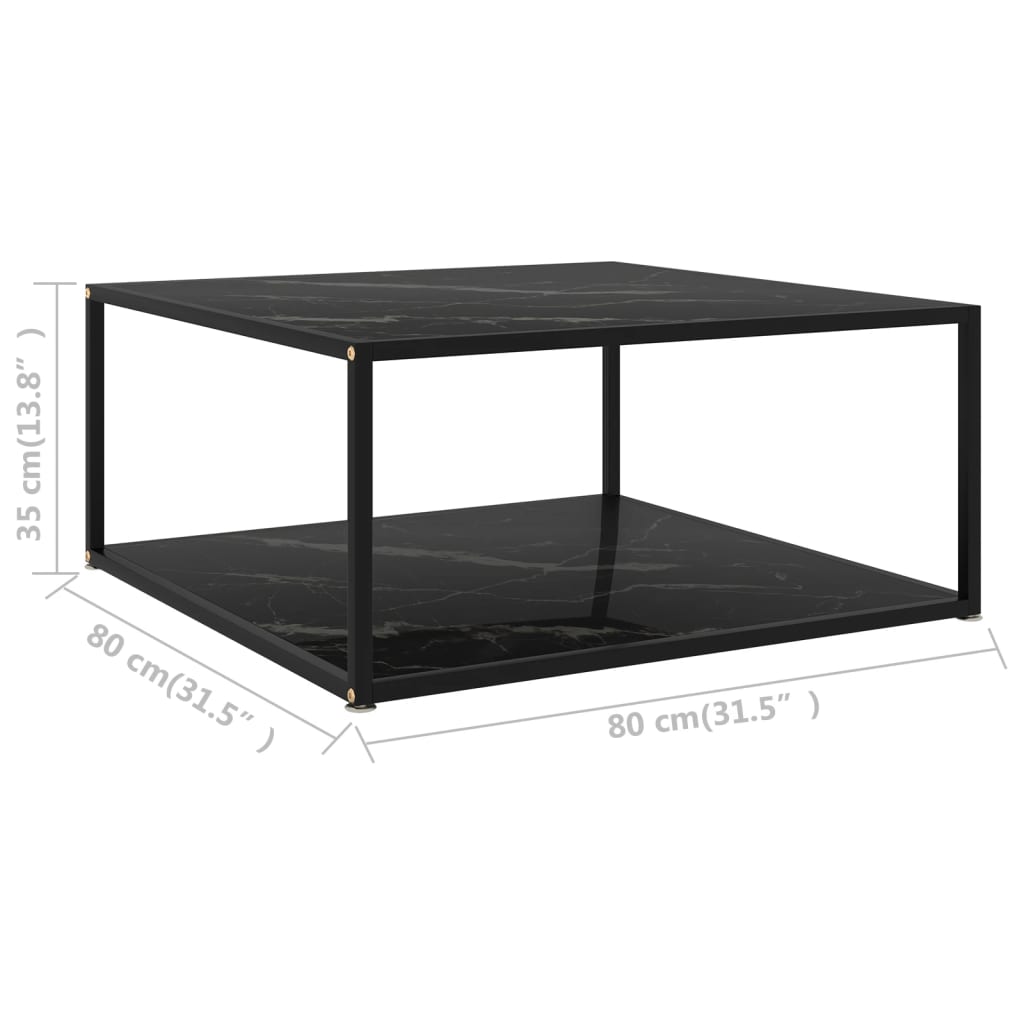 Tavolino da Salotto Nero 80x80x35 cm in Vetro Temperato | homemem39