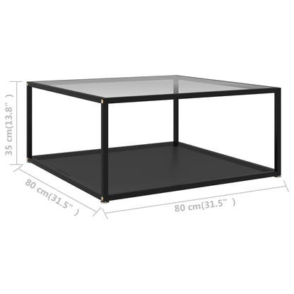 Tavolino Trasparente e Nero 80x80x35cm in Vetro Temperato | homemem39