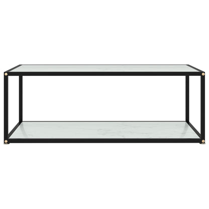 Tavolino da Salotto Bianco 100x50x35 cm in Vetro Temperato | homemem39