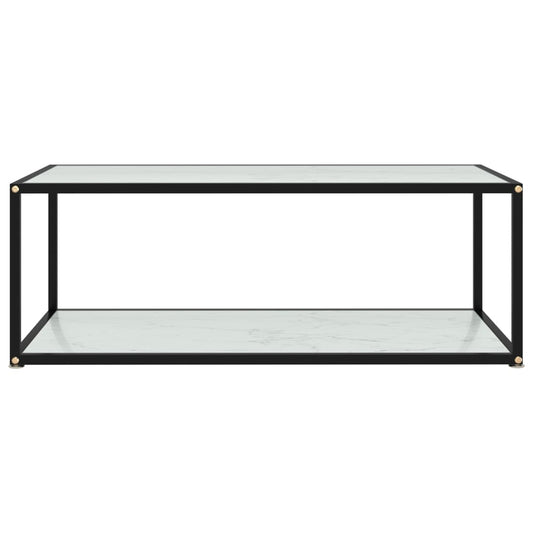 Tavolino da Salotto Bianco 100x50x35 cm in Vetro Temperato | homemem39