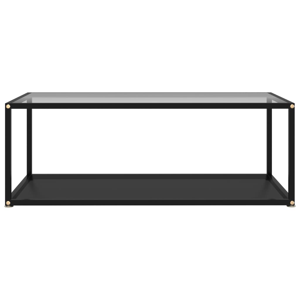 Tavolino Salotto Trasparente e Nero 100x50x35cm Vetro Temperato | homemem39