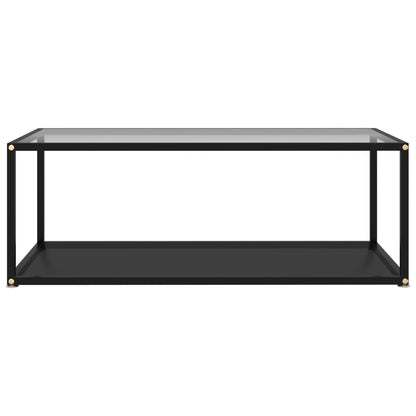Tavolino Salotto Trasparente e Nero 100x50x35cm Vetro Temperato | homemem39