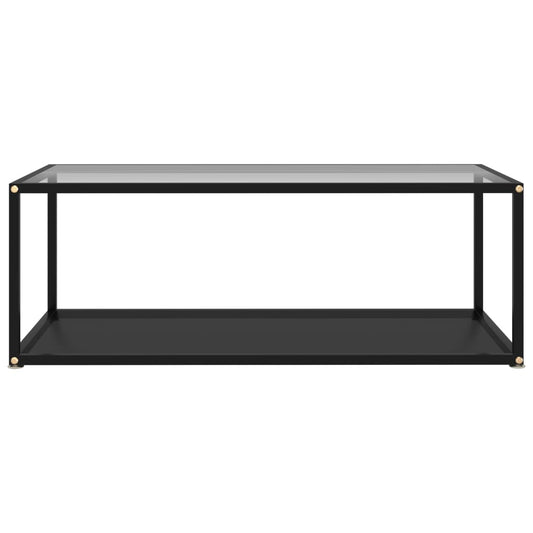 Tavolino Salotto Trasparente e Nero 100x50x35cm Vetro Temperato | homemem39