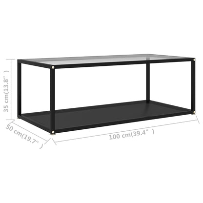 Tavolino Salotto Trasparente e Nero 100x50x35cm Vetro Temperato | homemem39
