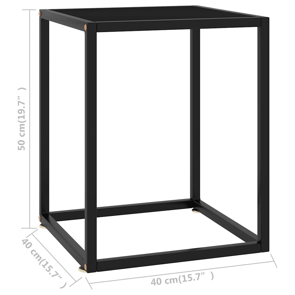 Tavolino da Salotto Nero con Vetro Nero 40x40x50 cm | homemem39