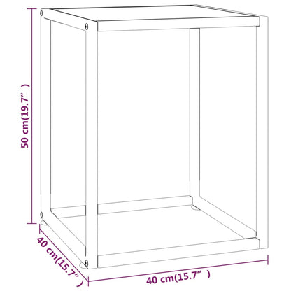 Tavolino da Salotto Nero con Vetro Marmo Bianco 40x40x50 cm