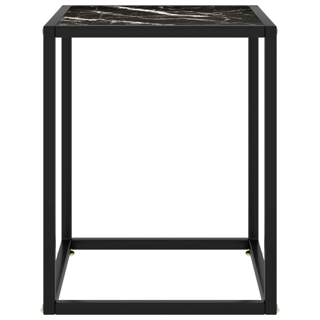 Tavolino da Salotto Nero con Vetro Marmo Nero 40x40x50 cm | homemem39