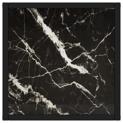 Tavolino da Salotto Nero con Vetro Marmo Nero 40x40x50 cm | homemem39