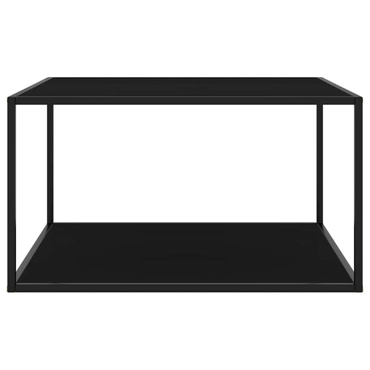Tavolino da Salotto Nero con Vetro Nero 90x90x50 cm | homemem39