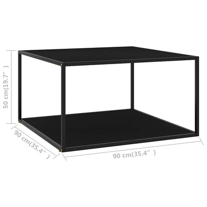 Tavolino da Salotto Nero con Vetro Nero 90x90x50 cm | homemem39