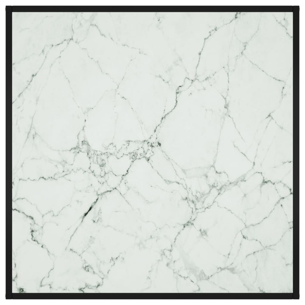 Tavolino da Salotto Nero con Vetro Marmo Bianco 90x90x50 cm | homemem39