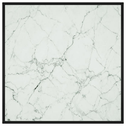 Tavolino da Salotto Nero con Vetro Marmo Bianco 90x90x50 cm | homemem39