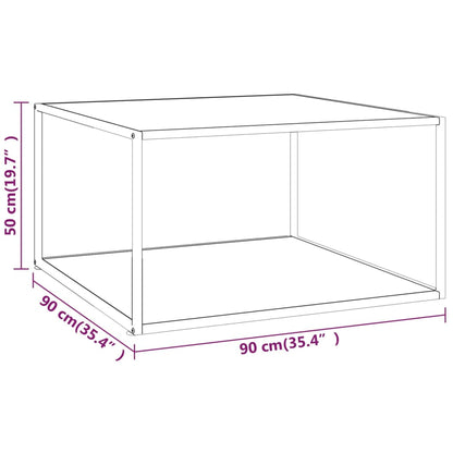 Tavolino da Salotto Nero con Vetro Marmo Bianco 90x90x50 cm | homemem39