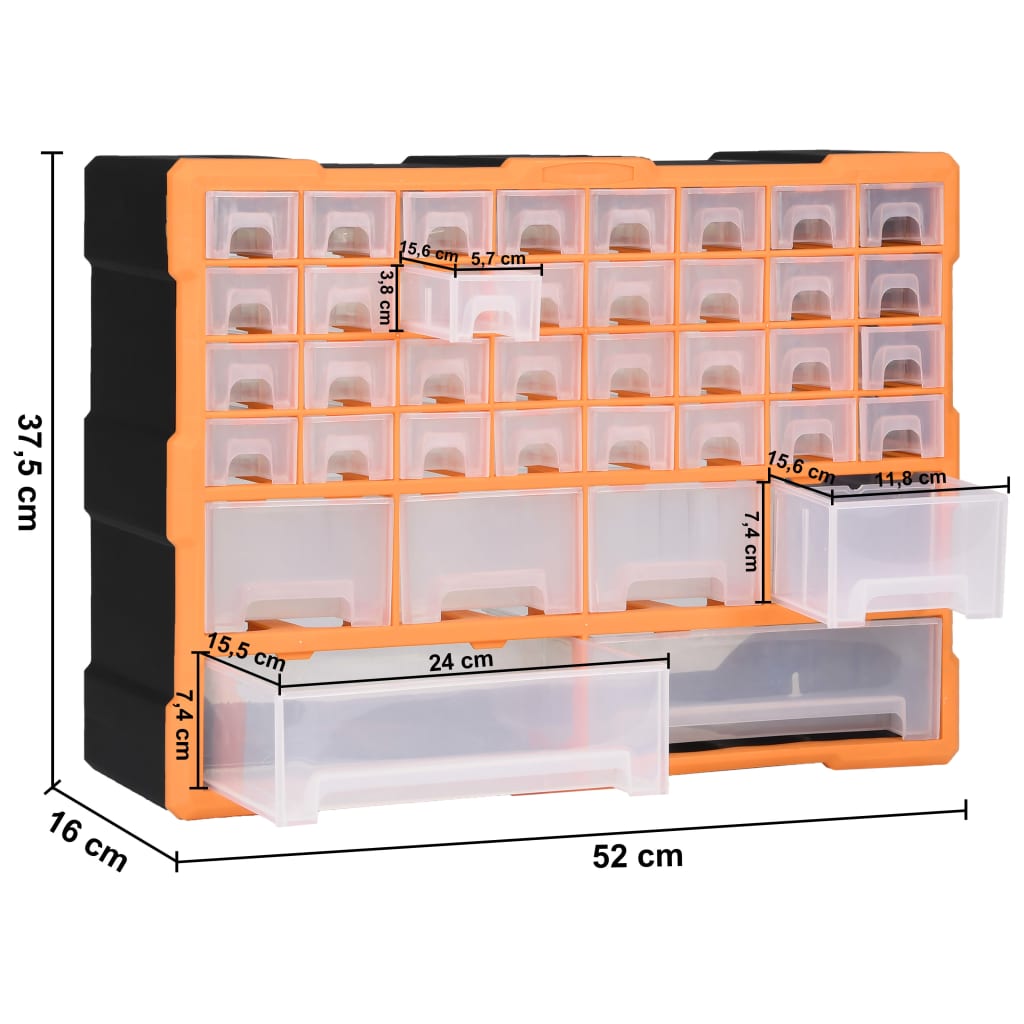 Mobile Contenitore con 38 Cassetti 52x16x37,5 cm | homemem39