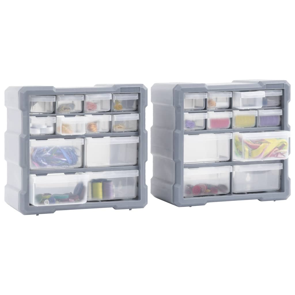 Mobili Contenitori con 12 Cassetti 2 pz 26,5x16x26 cm - homemem39