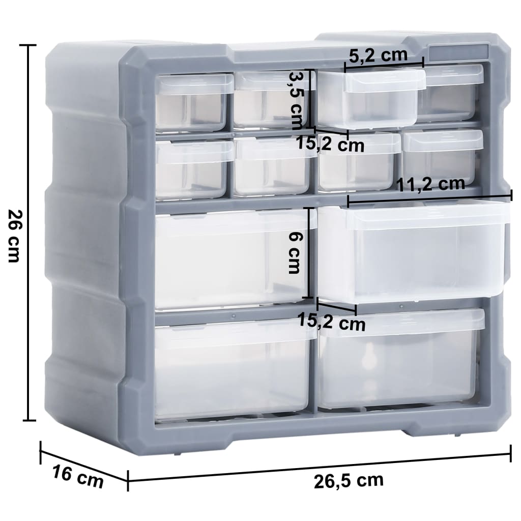Mobili Contenitori con 12 Cassetti 2 pz 26,5x16x26 cm - homemem39