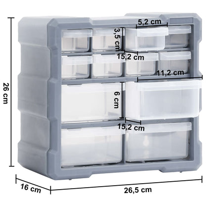 Mobili Contenitori con 12 Cassetti 2 pz 26,5x16x26 cm - homemem39