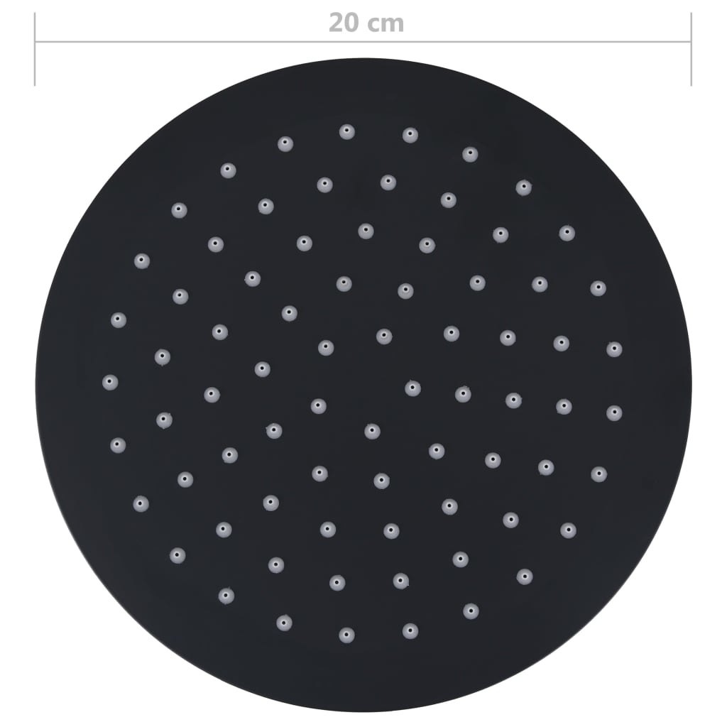 Testa Doccia a Pioggia in Acciaio Inox 20 cm Rotonda Nera