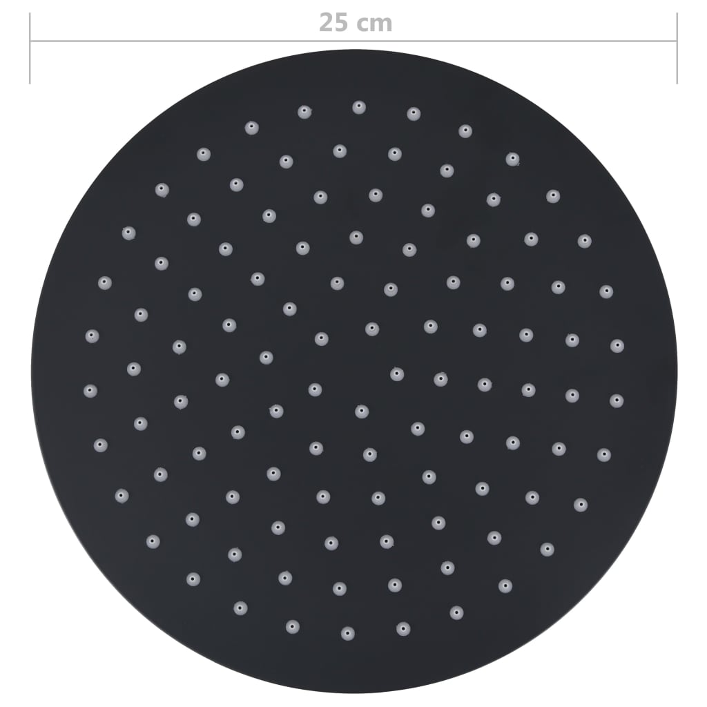 Testa Doccia a Pioggia in Acciaio Inox 25 cm Rotonda Nera