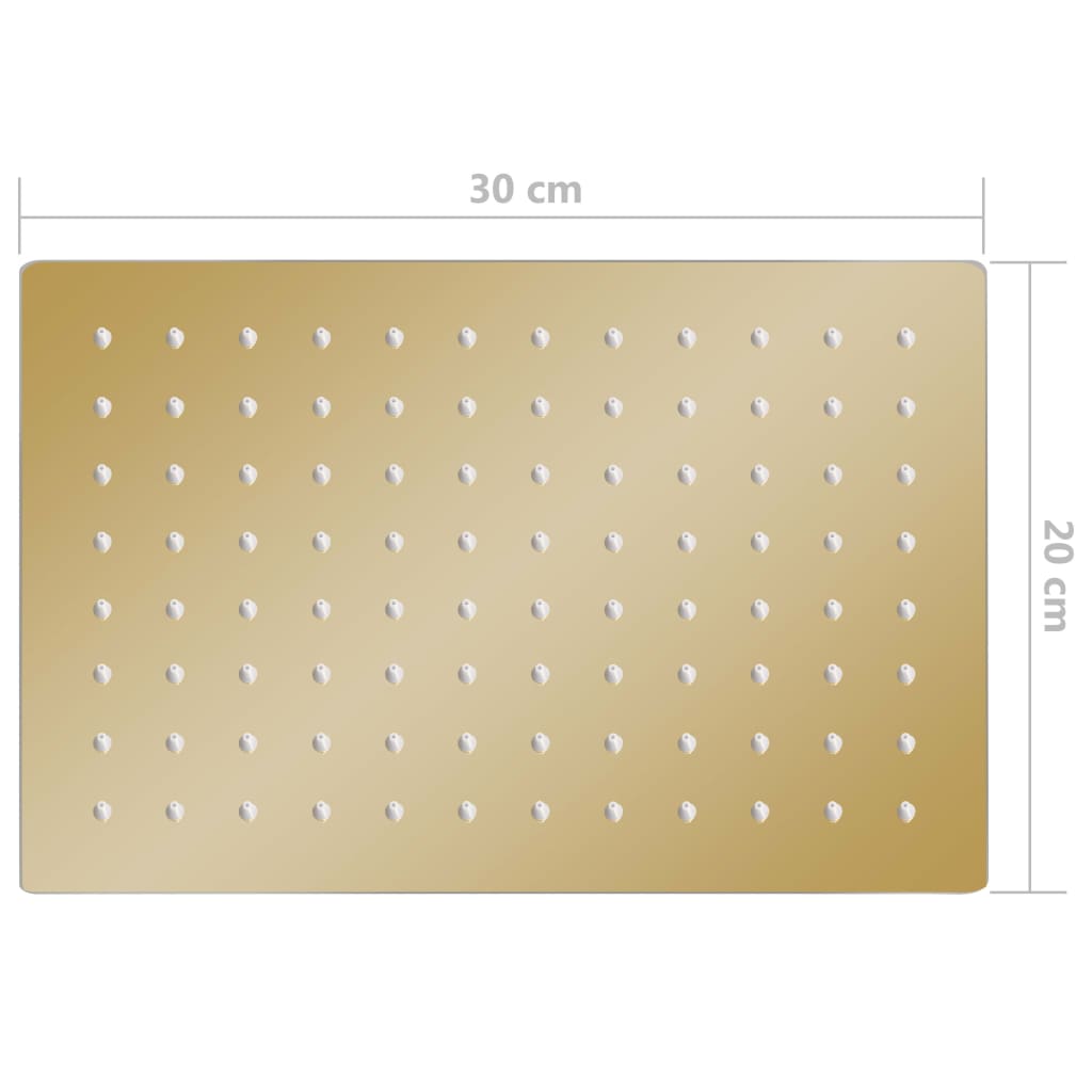 Testa Doccia a Pioggia in Acciaio Inox 30x20cm Rettangolare Oro