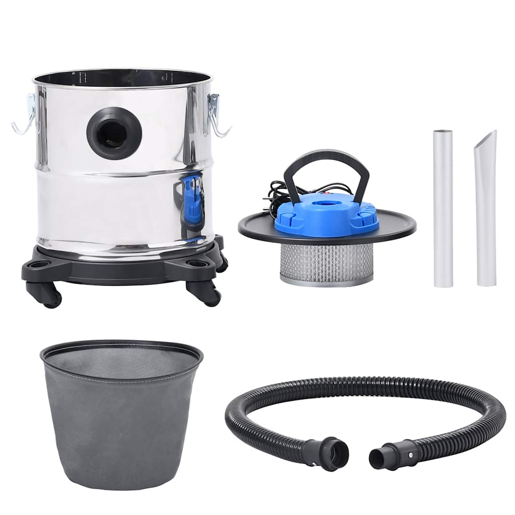 Aspiracenere con Filtro HEPA 1200 W 20 L in Acciaio Inox - homemem39