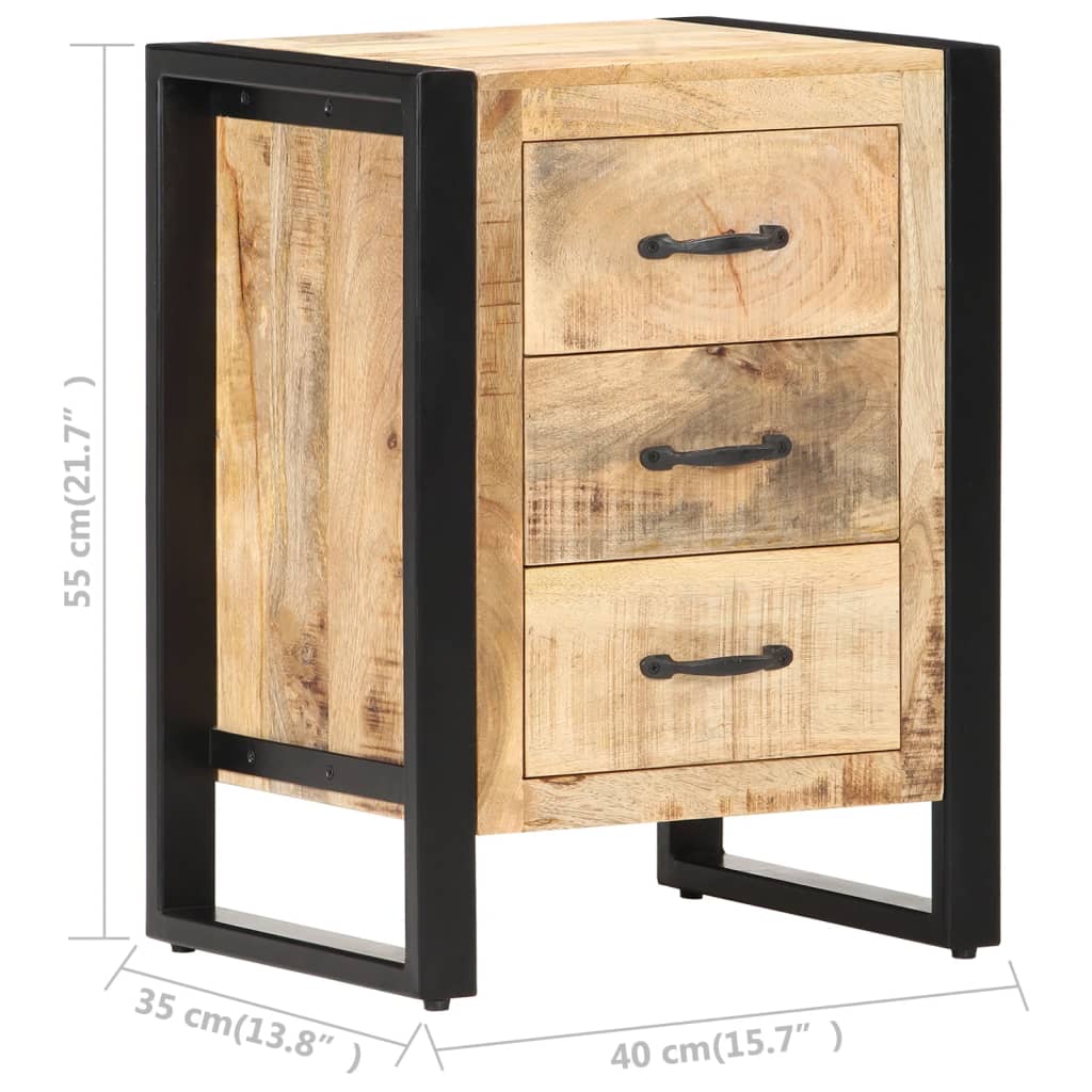 Comodino 40x35x55 cm in Legno Massello di Mango | homemem39