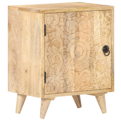 Comodino Intagliato 40x30x50 cm in Legno Massello di Mango - homemem39