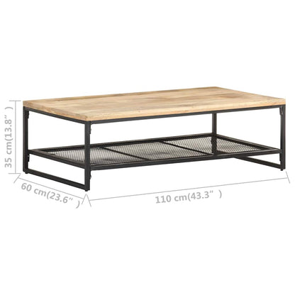 Tavolino da Salotto 110x60x35 cm in Legno Massello di Mango