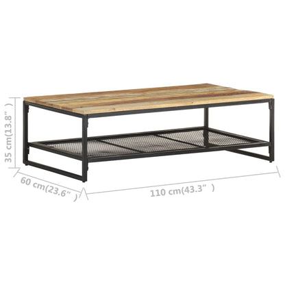 Tavolino da Salotto 110x60x35 cm in Legno Massello di Recupero | homemem39