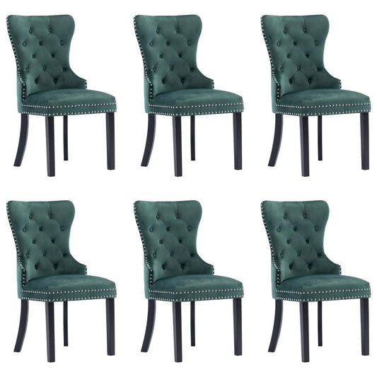 Dining Chairs 6 pcs Dark Green Velvet