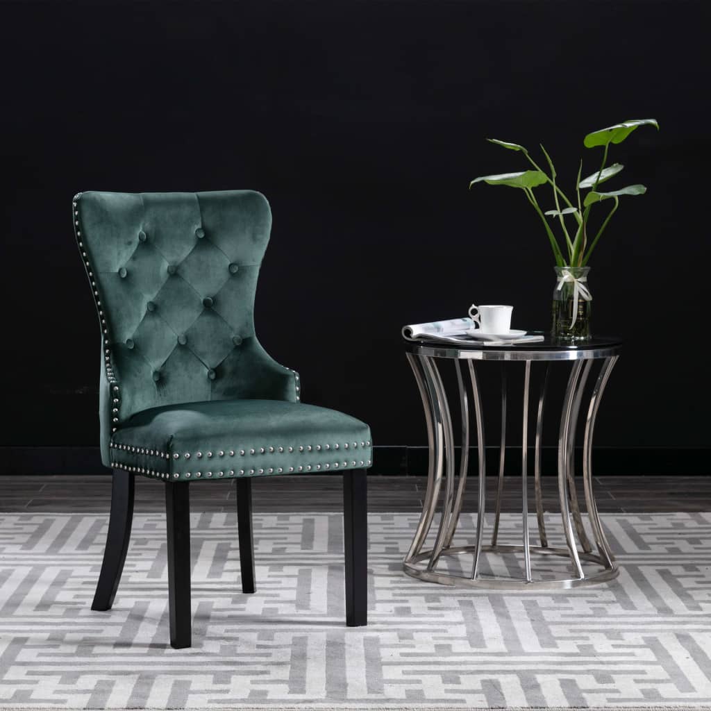 Dining Chairs 6 pcs Dark Green Velvet