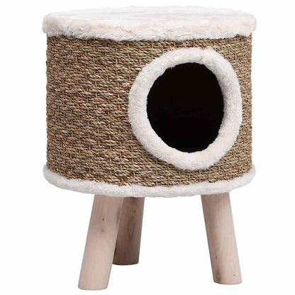 Cuccia per Gatti con Gambe in Legno 41 cm in Giunco | homemem39