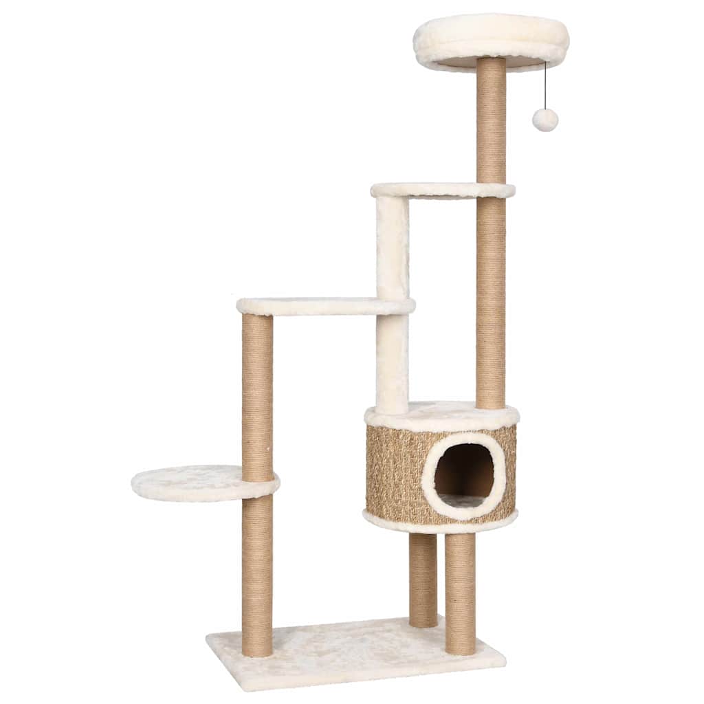 Albero per Gatti con Cuscino Lusso e Tiragraffi 148cm in Giunco - homemem39