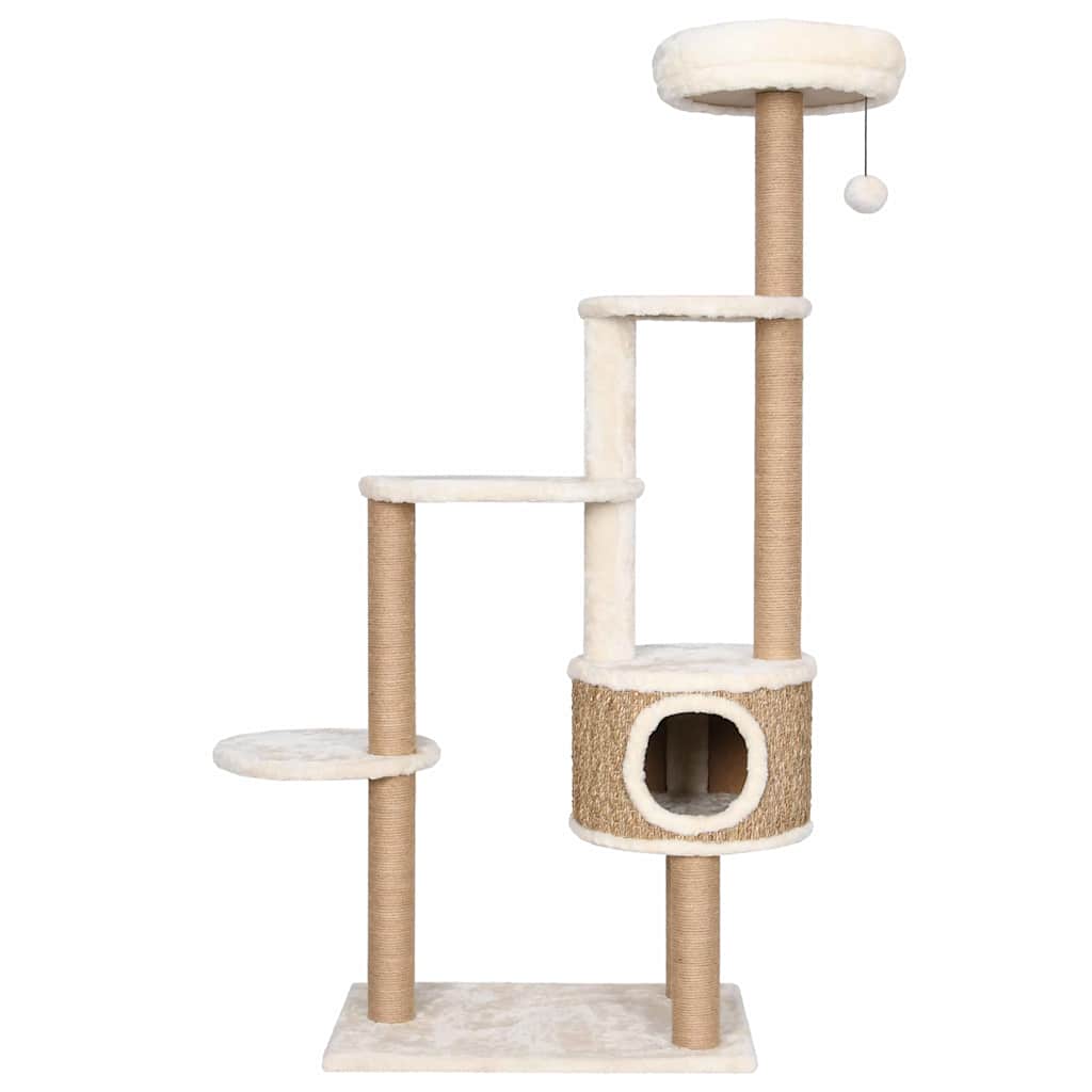 Albero per Gatti con Cuscino Lusso e Tiragraffi 148cm in Giunco - homemem39